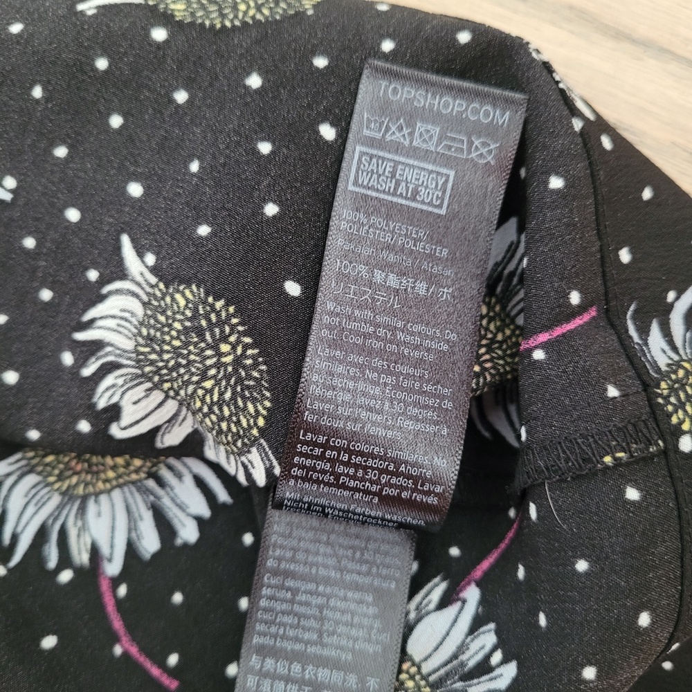 Topshop Black Polka Dot Cami Sz 6 Square Neck Daisy Floral Tank Top Whimsigoth - Picture 15 of 16